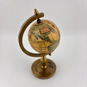 Old World Brass Mini Globe Tartaria Map Decor